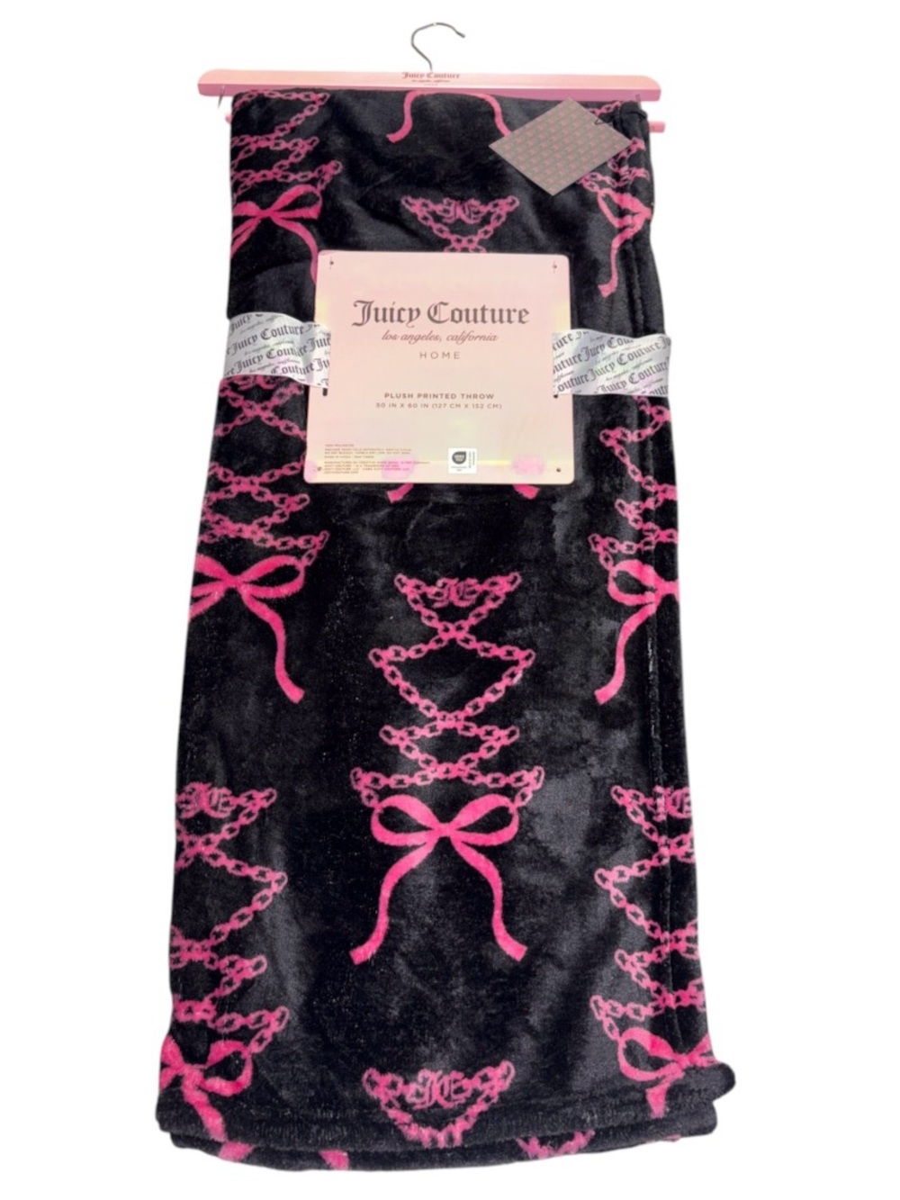 Juicy Couture Plush Throw with Pink Print